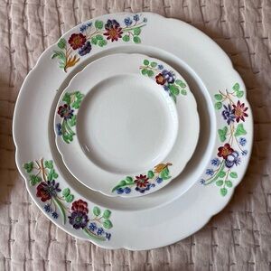 Vintage 1925 Copeland Spode “Golden Country” dinner & butter plates SET of 8